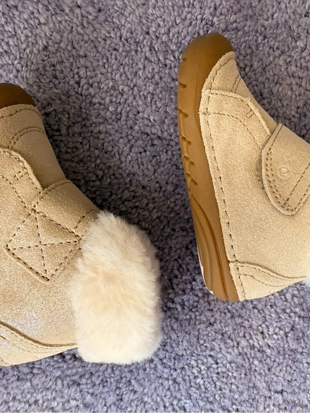 Stride Rite Kids Faux Fur Booties in Cream